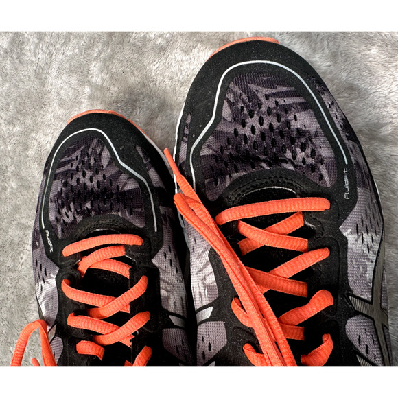 Asics Gel Kayano 22 Black Neon Orange Gray Running Shoes Sneakers Womens Size 9 - Picture 7 of 8